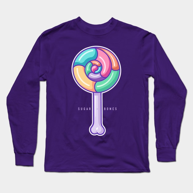 Rainbow Swirl Round Lollipop on dark Long Sleeve T-Shirt by Sugar & Bones